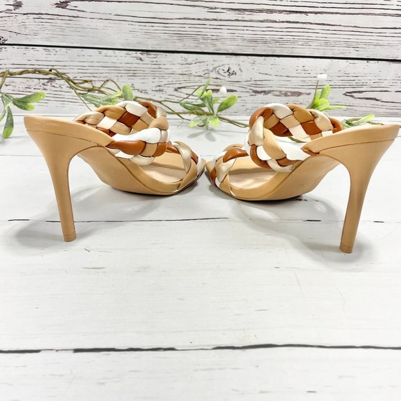 NEW Women's Camel Open Toe Pumps with Braided Straps - Size 6 - Picture 6 of 9